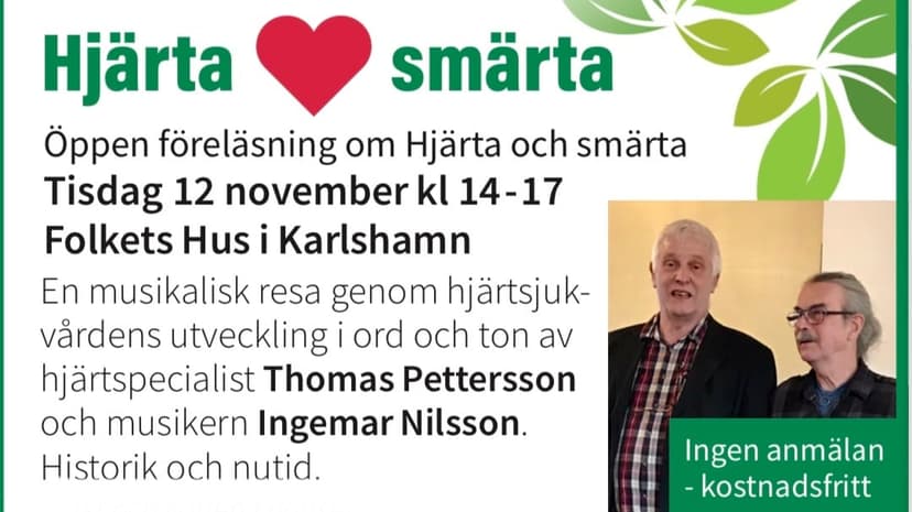 Öppen föreläsning ”Hjärta & smärta ”